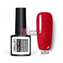 Oja semipermanenta LeMooc color UV / LED de 8 ml Cod A004 Red Fire + 1 Cutie sclipici Auriu Cadou